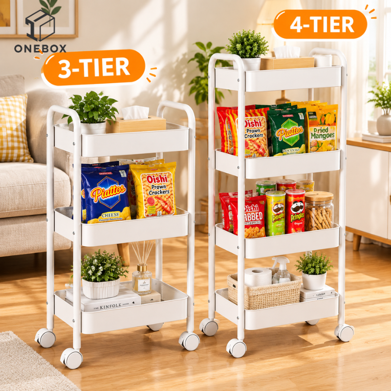 Metal Trolley Cart with Wheels Multi-layer Storage Rack Kitchen Storage ...