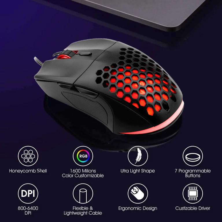 INPLAY M066 USB RGB Gaming Mouse Lightweight Hollow Luminous Mouse For ...