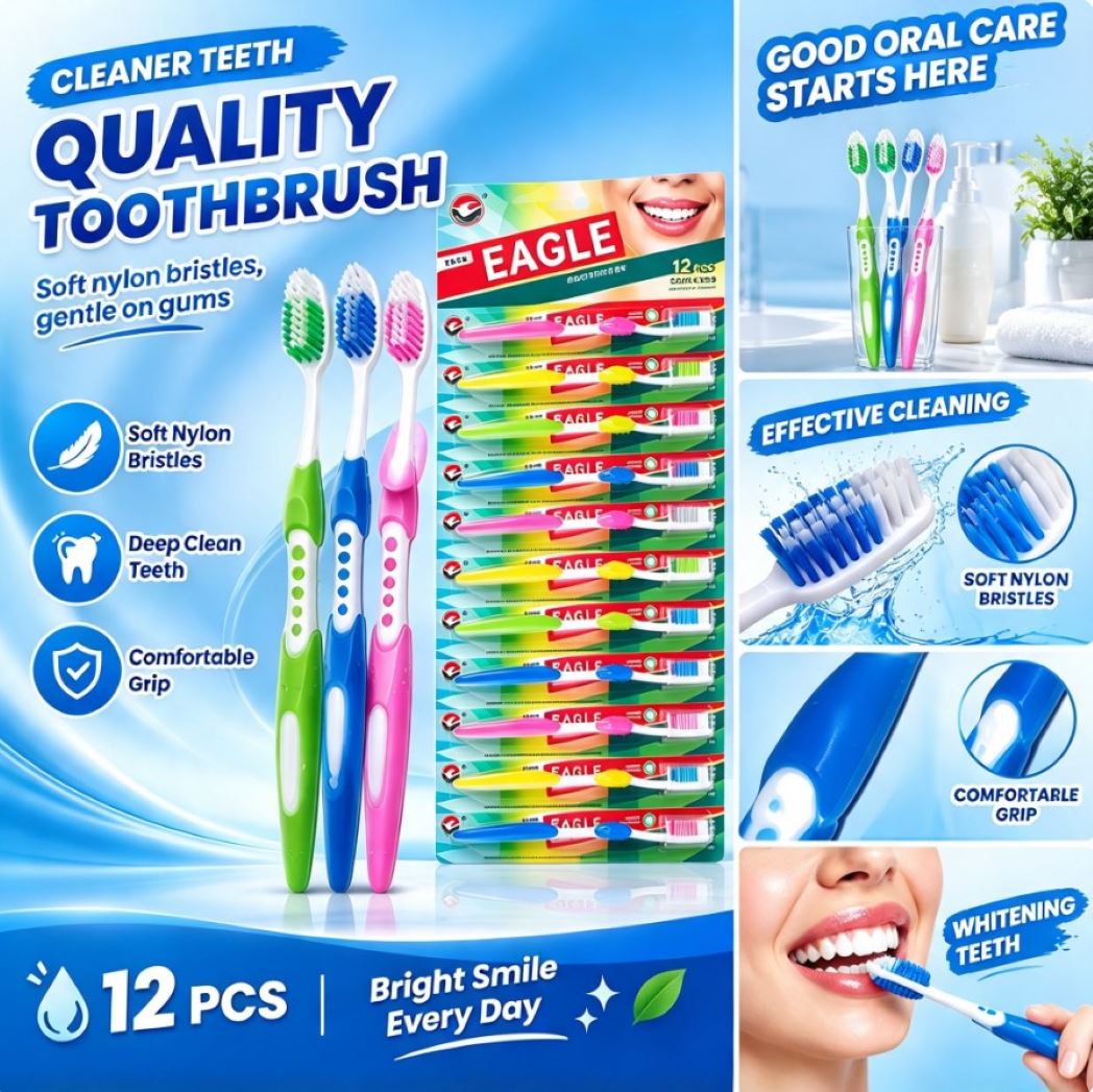 Toothbrush Medium Soft Dental Cleaner Elastic Gum Care Adult & Kids ...