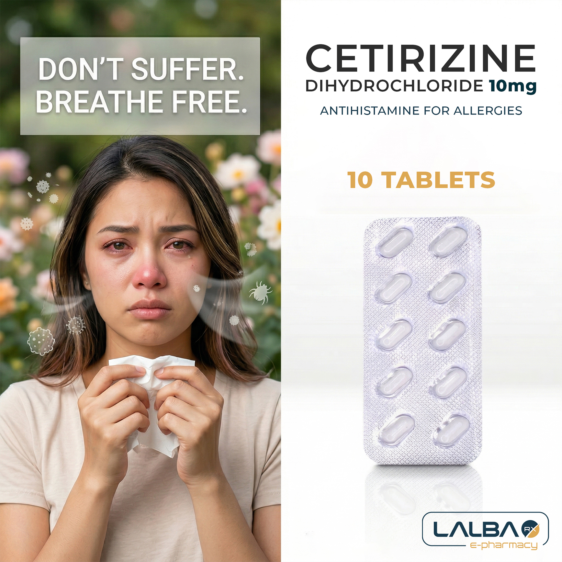 Ceticit Cetirizine Dihydrochloride 10mg Tablets - 10 Tablets (Starter ...