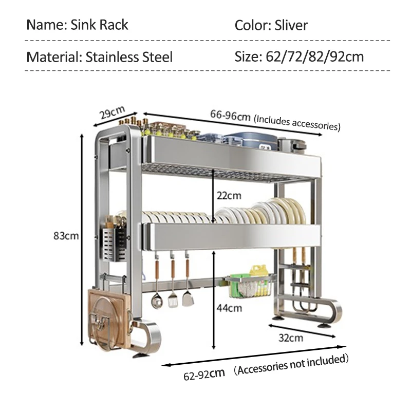 EM 2026 Kitchen Stainless Steel Sink Rack Rust-proof Dish Drainer ...