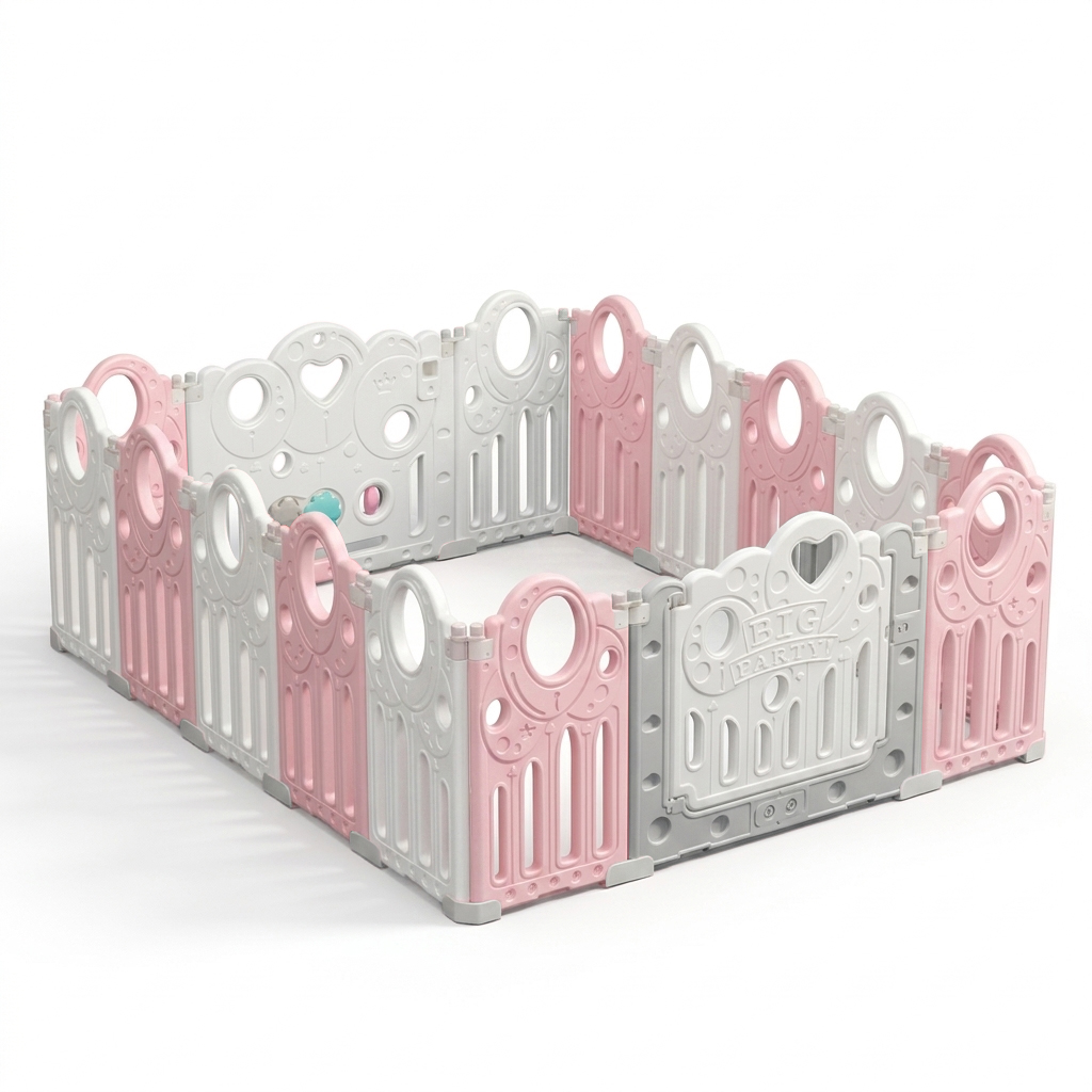 Baby Playpen Big Party Indoor Play Fence with Door and 10 Ocean Balls ...