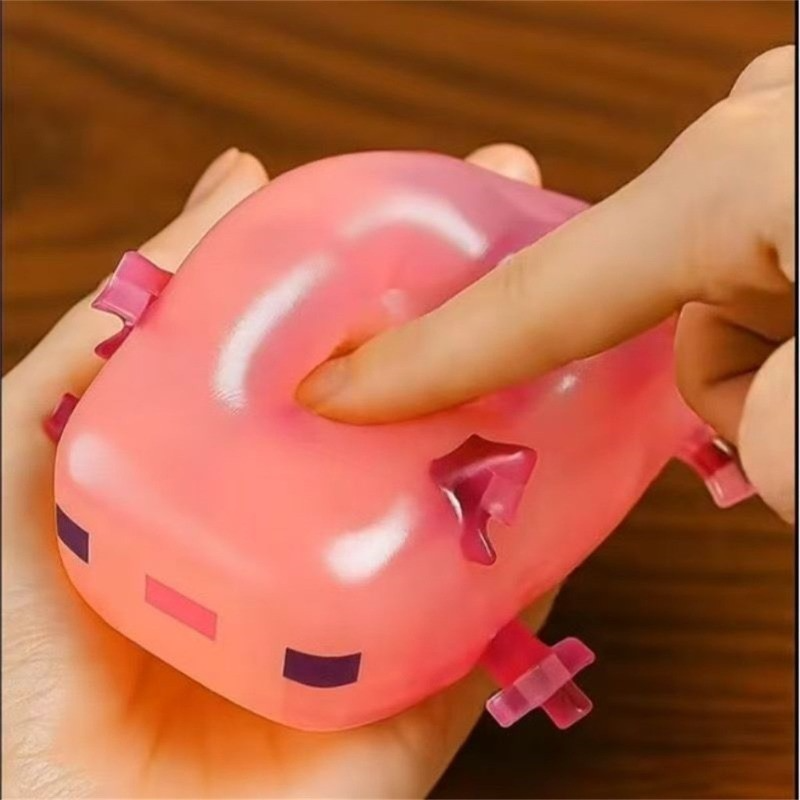 Minecraft Axolotl Squishy Toy Transparent Pink Stress Relief Squeeze ...