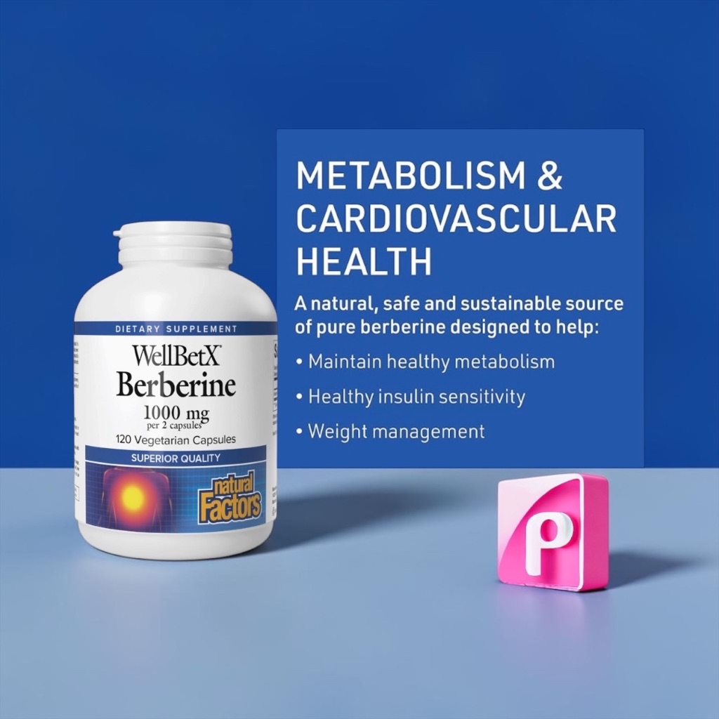 Natural Factors WellBetX Berberine 1000mg 60s 120s Vegetarian Capsules ...