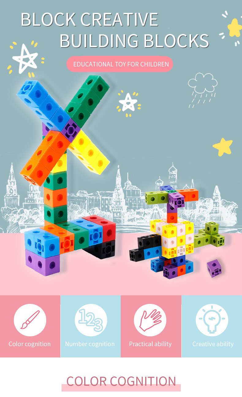 Math Linking Cubes Numberblocks 100pcs 2cm Number Blocks Snap Cube ...