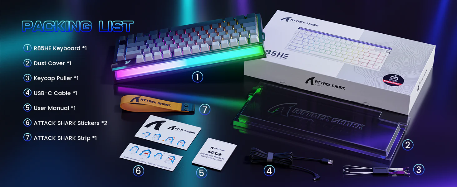 Attack Shark R85 HE Wired Rapid Trigger Mechanical RGB Gaming Keyboard ...