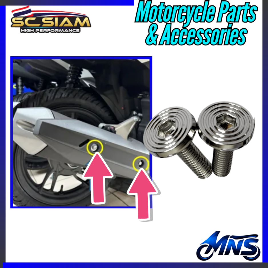 2PCS HENG / SC SIAM HEAT GUARD BOLTS STAINLESS FOR MOTORCYCLE UNIVERSAL ...