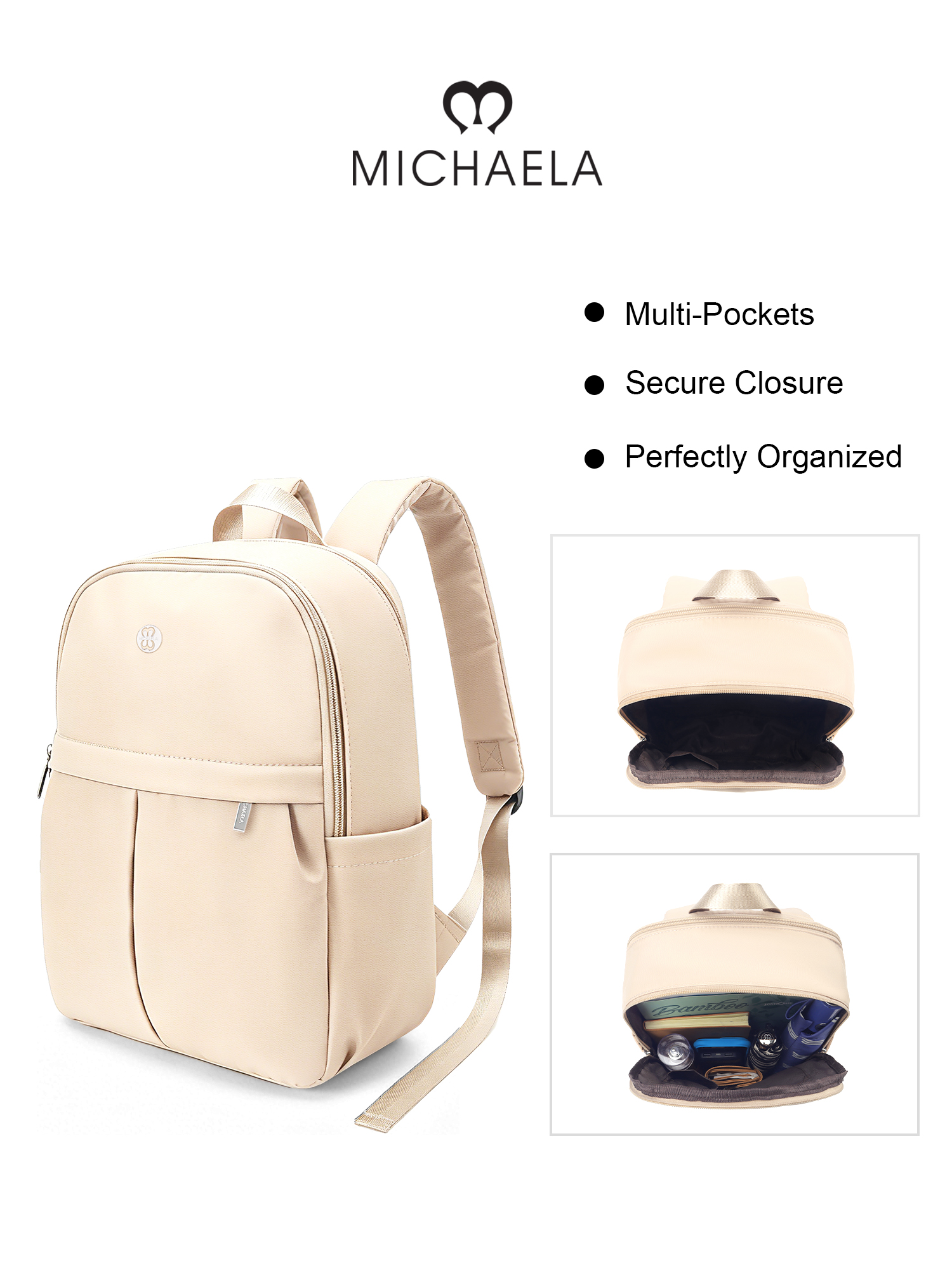 MICHAELA Minimalist Roomy Backpack Lightweight Laptop Bag Fits 13-Inch ...