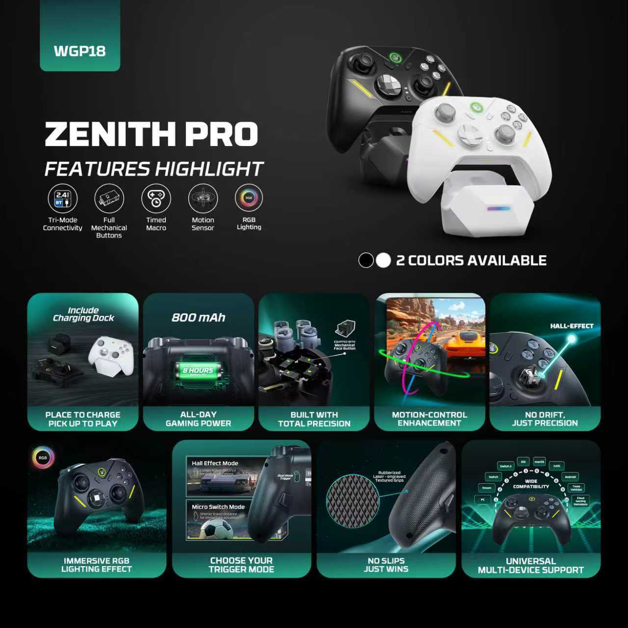 Fantech WGP18 ZENITH PRO Multi-Platform Gamepad Tri-mode Connectivity ...