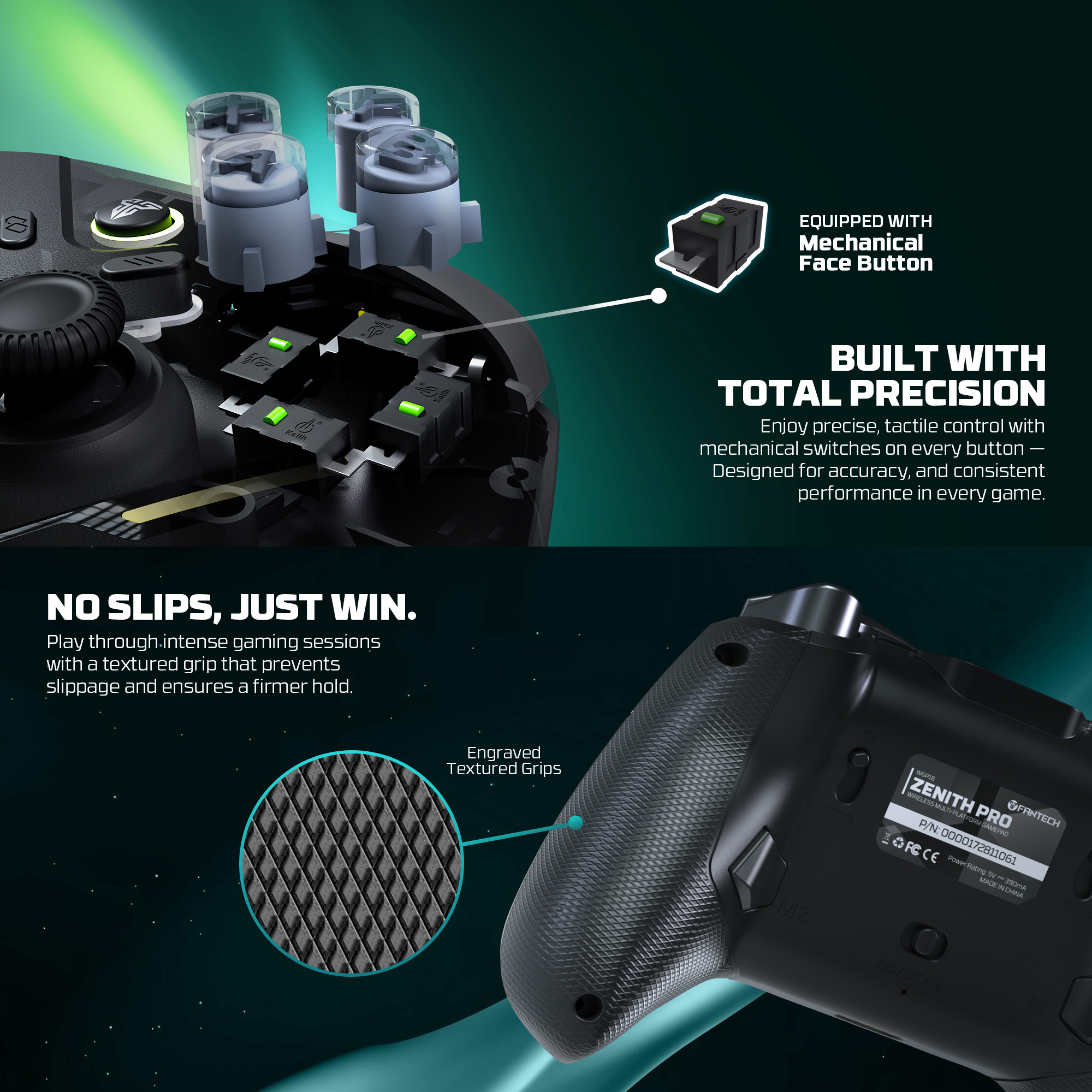 Fantech WGP18 ZENITH PRO Multi-Platform Gamepad Tri-mode Connectivity ...