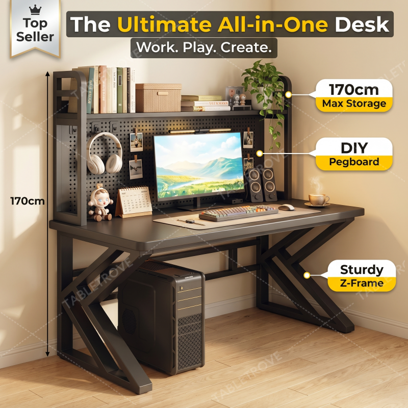 TABLETROVE Gaming Table Solid Wood Computer Desk Storage Table With ...
