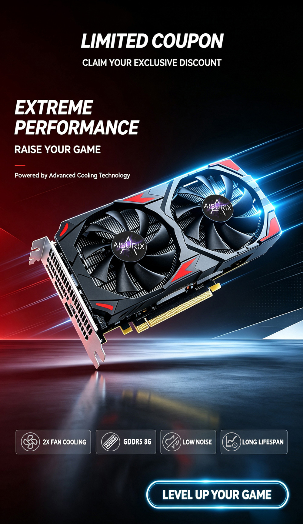 AISURIX Graphics Card RX 580 8GB Gaming Black Myth Wukong GDDR5 256Bit ...