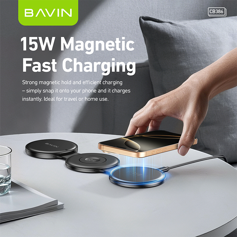 BAVIN CB386 5 in 1 Magnetic Wireless Charger Kit Travel Storage w/ USB ...