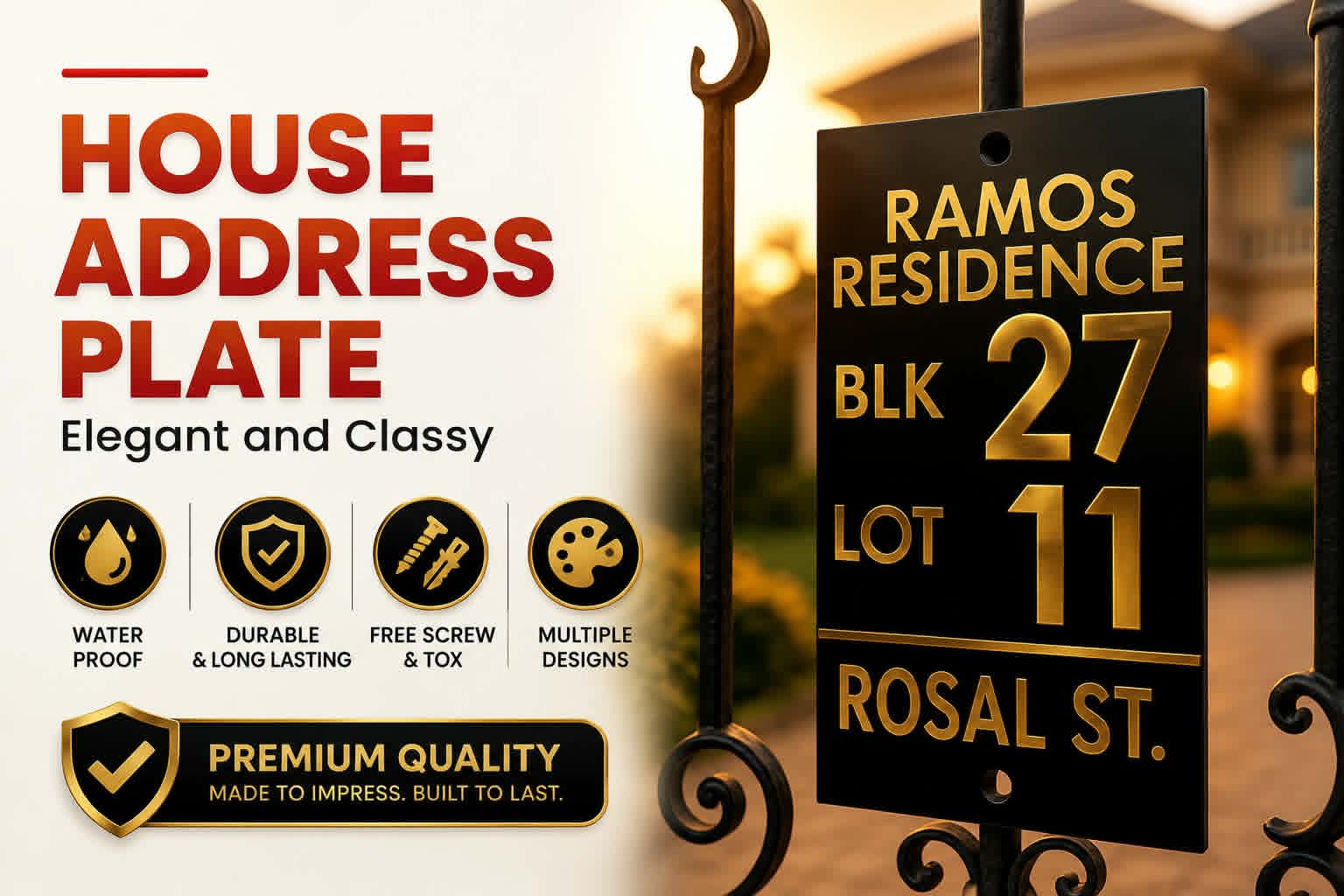Personalized House Number Address Plate 9*4 Custom Home Address Sign ...