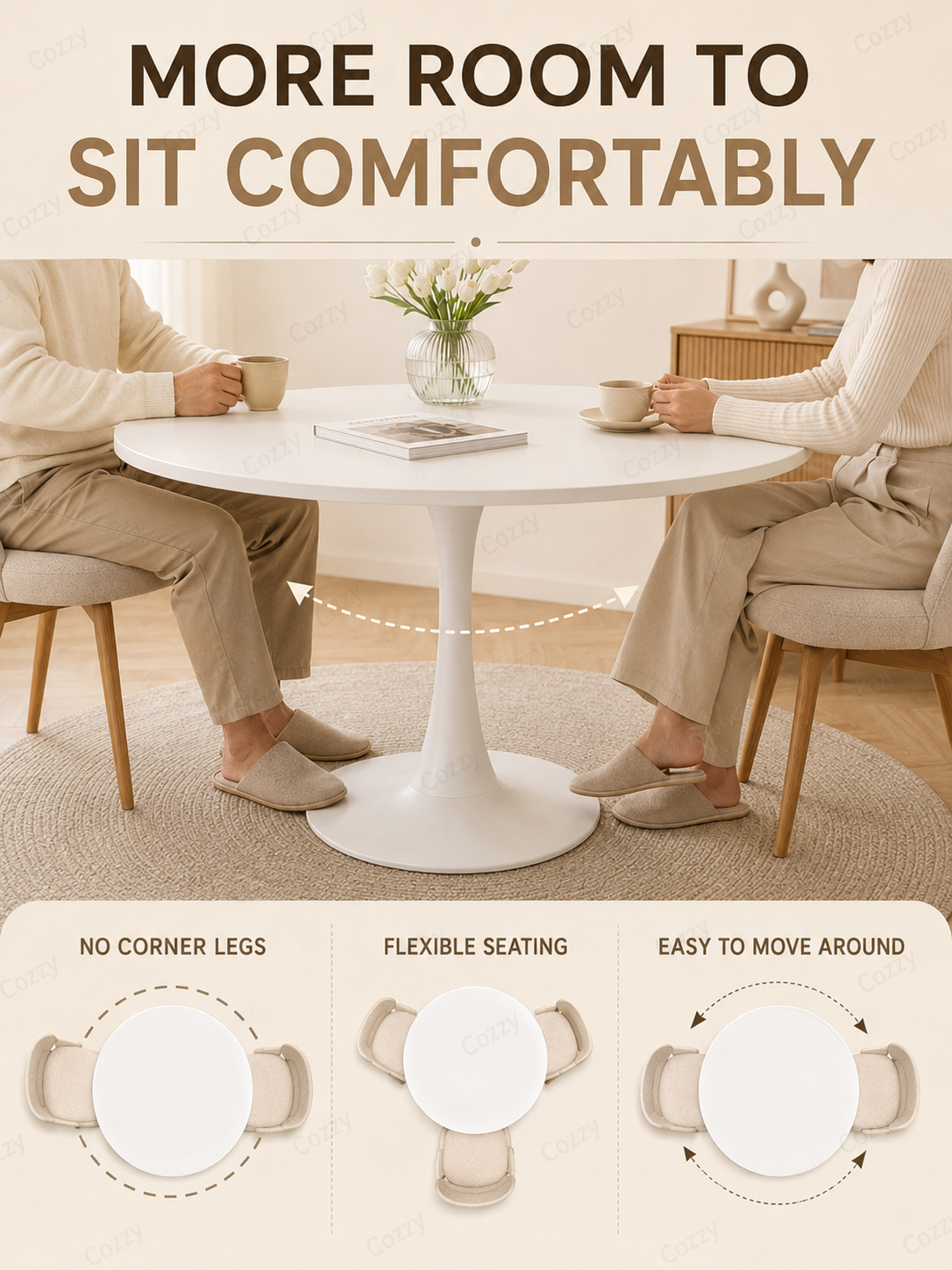 Cozzy Nordic Tulip Round Coffee Table Dining Table Waterproof Side ...