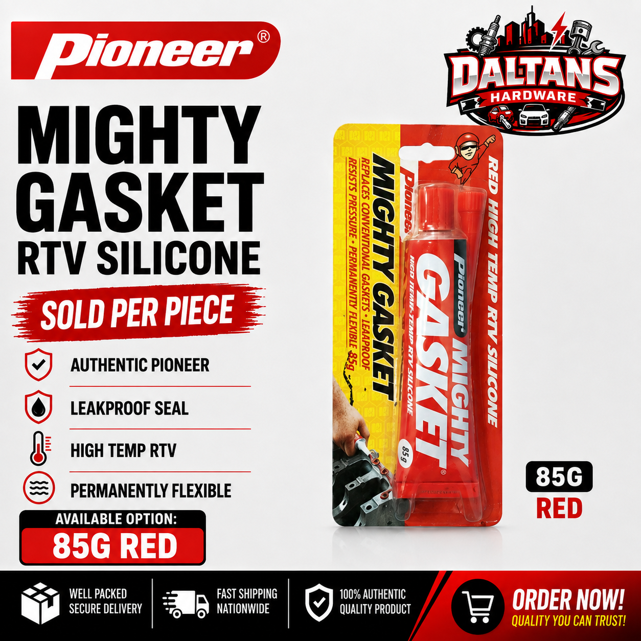 PIONEER MIGHTY GASKET MAKER ENGINE SEALANT RED HIGH TEMP RTV SILICONE ...