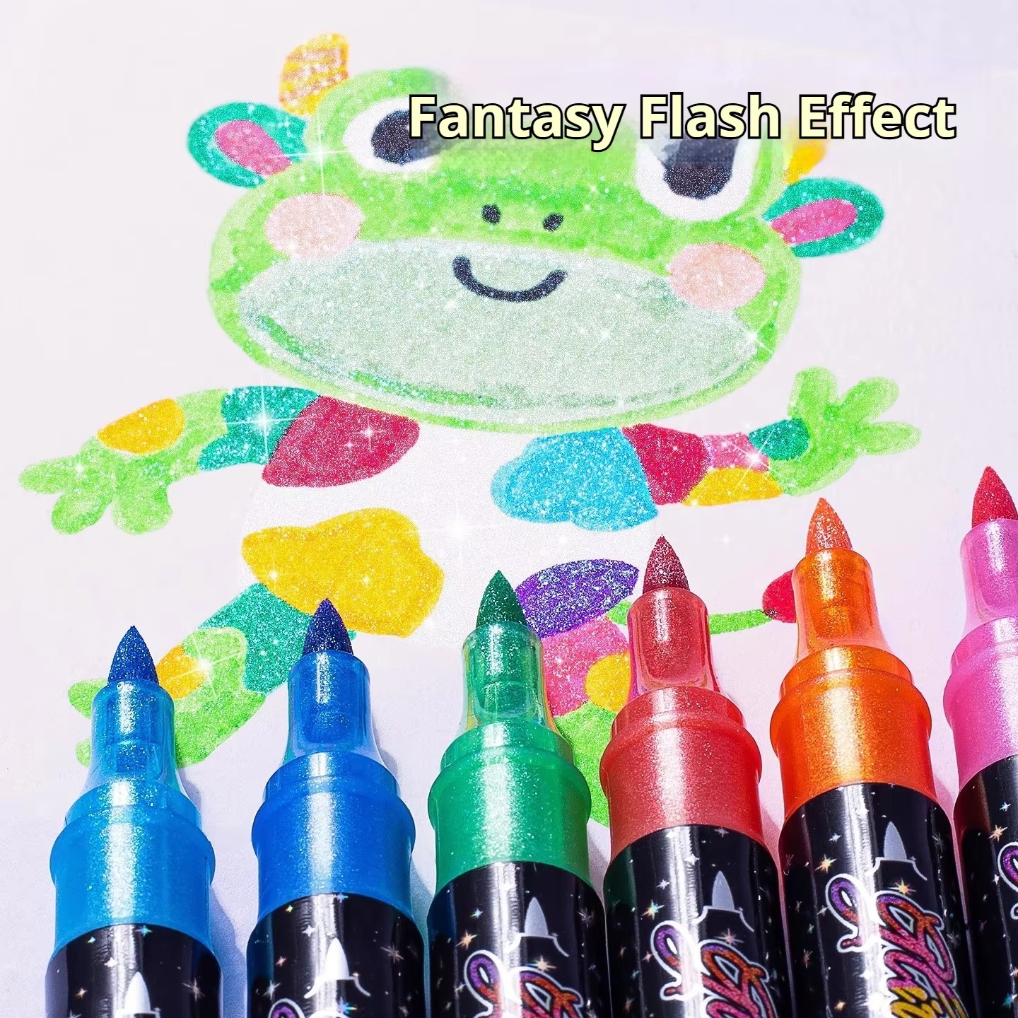 12 Pcs Dual Tip Glitter Acrylic Markers 24 Colors for Drawing Coloring ...