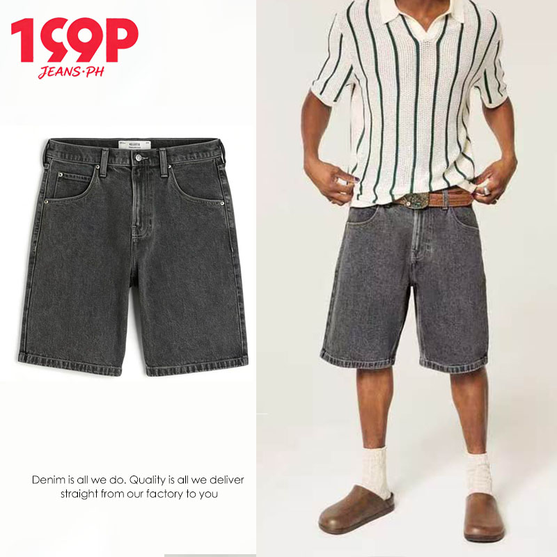 Men's Basic Navy Blue Denim Jorts Summer Loose StraightLeg Shorts Slant ...