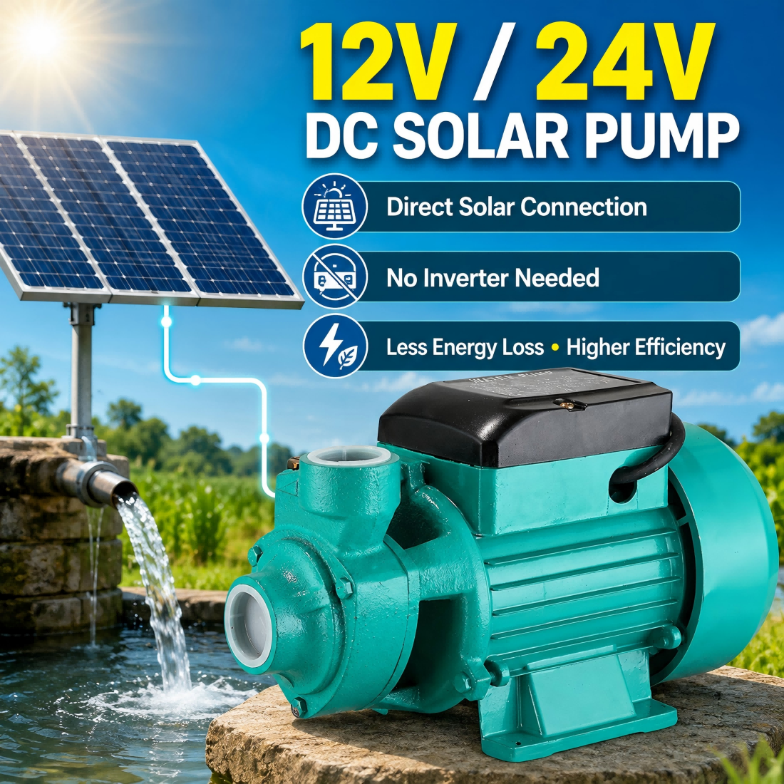 [0 electricity bill ] DC Solar panel With Water Pump Electric Booster ...