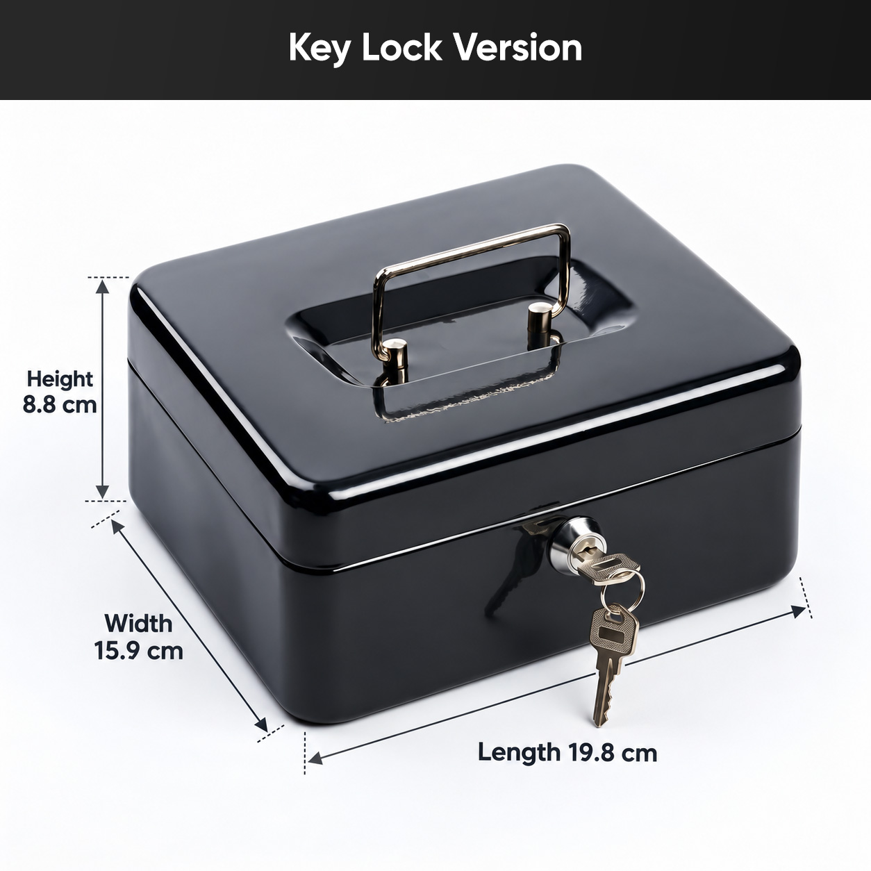 Fyseus by Mitsushi Portable Metal Cash Box with Key/3-Digit Combination ...