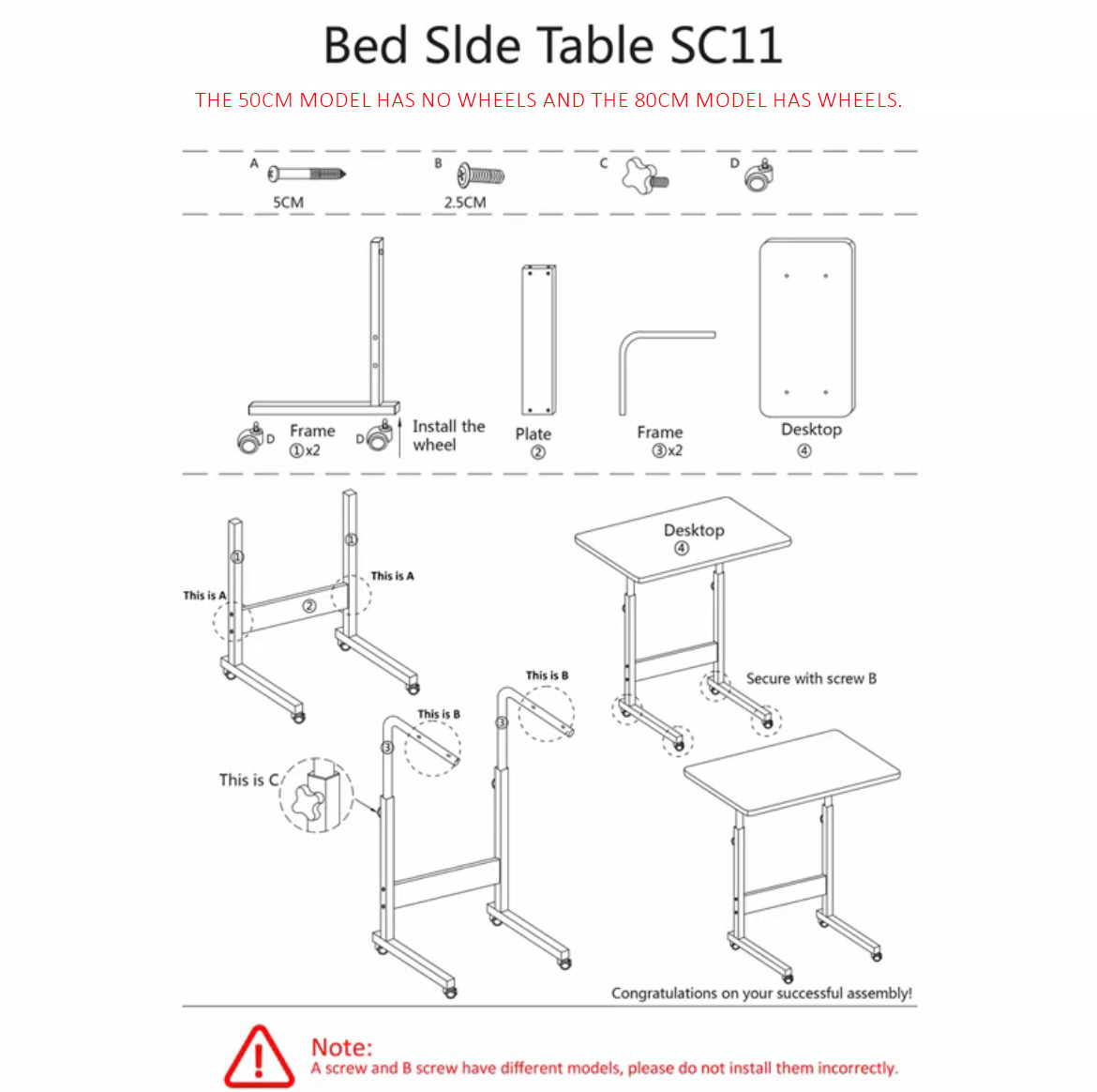 Height Adjustable Foldable Bedside Study Table, Solid Wood Laptop ...