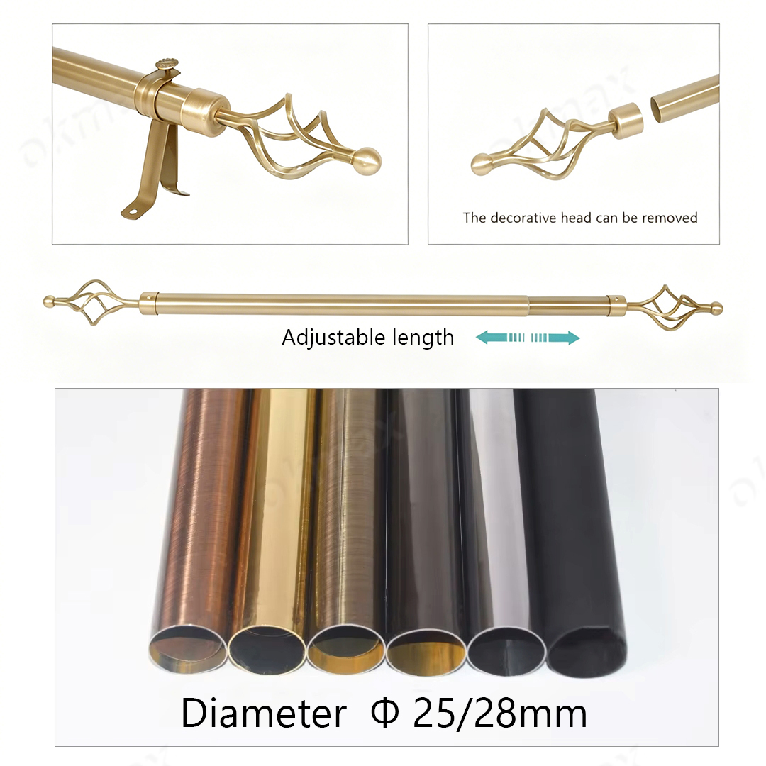 NICEDAYS Double Curtain Rod Set Extendable Curtain Rod 1.1