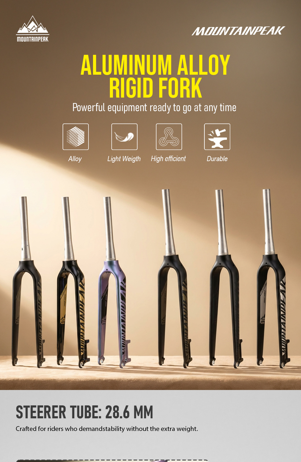 MOUNTAINPEAK NEW 26/27.5/29er RGF FORK ALUMINUM ALLOY BIGID FORK 28.6mm ...