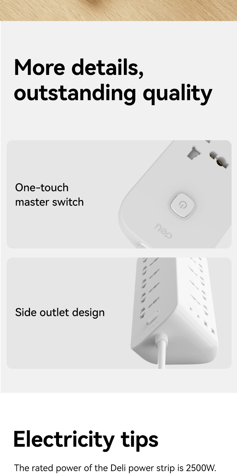 Deli NEW 6/8/10 Triangular Universal Socket 3/5M Extension Cord Socket ...