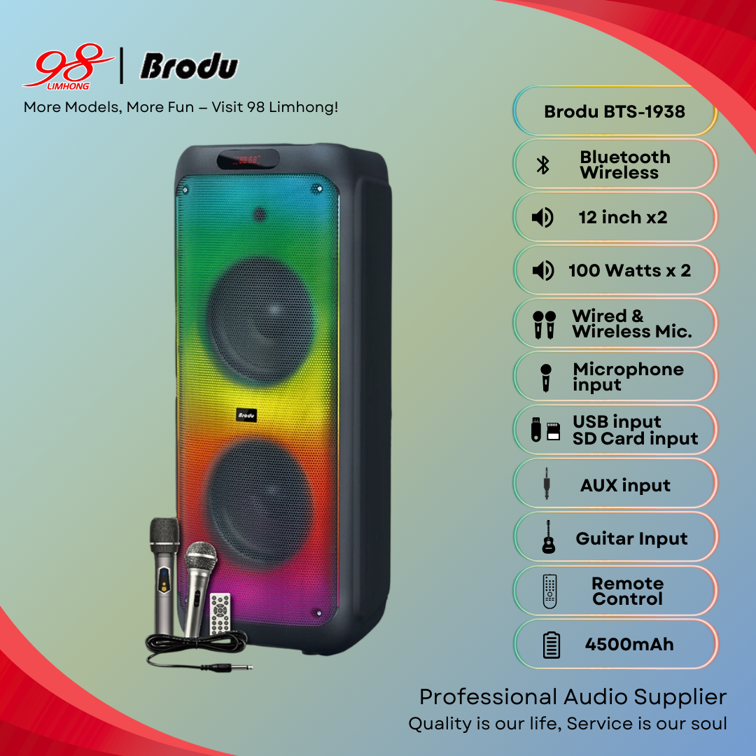 Speaker BTS-1938 Brodu 12 Inch Bluetooth Speaker with Rechargeable ...