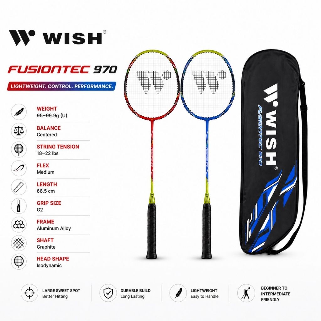 Wish 970 Fusiontec Single Badminton Racket | Shopee Philippines