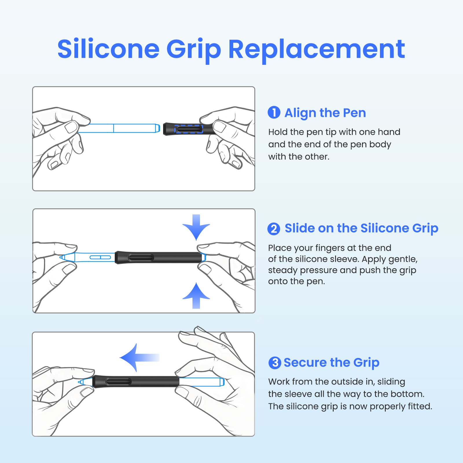 DIGIDRAW⚡Ergonomic Pen Grip for Tablet Stylus Weighted Thickened Shock ...