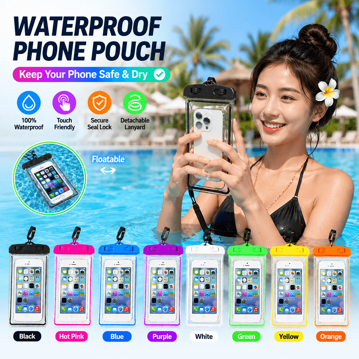 Universal Waterproof Phone Case Floating Dry Pouch Touch Screen Bag for ...