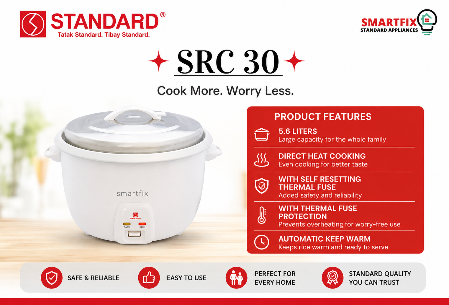 Standard Rice Cooker 5.6L SRC 30 for 30 persons with FREE rice ladle ...