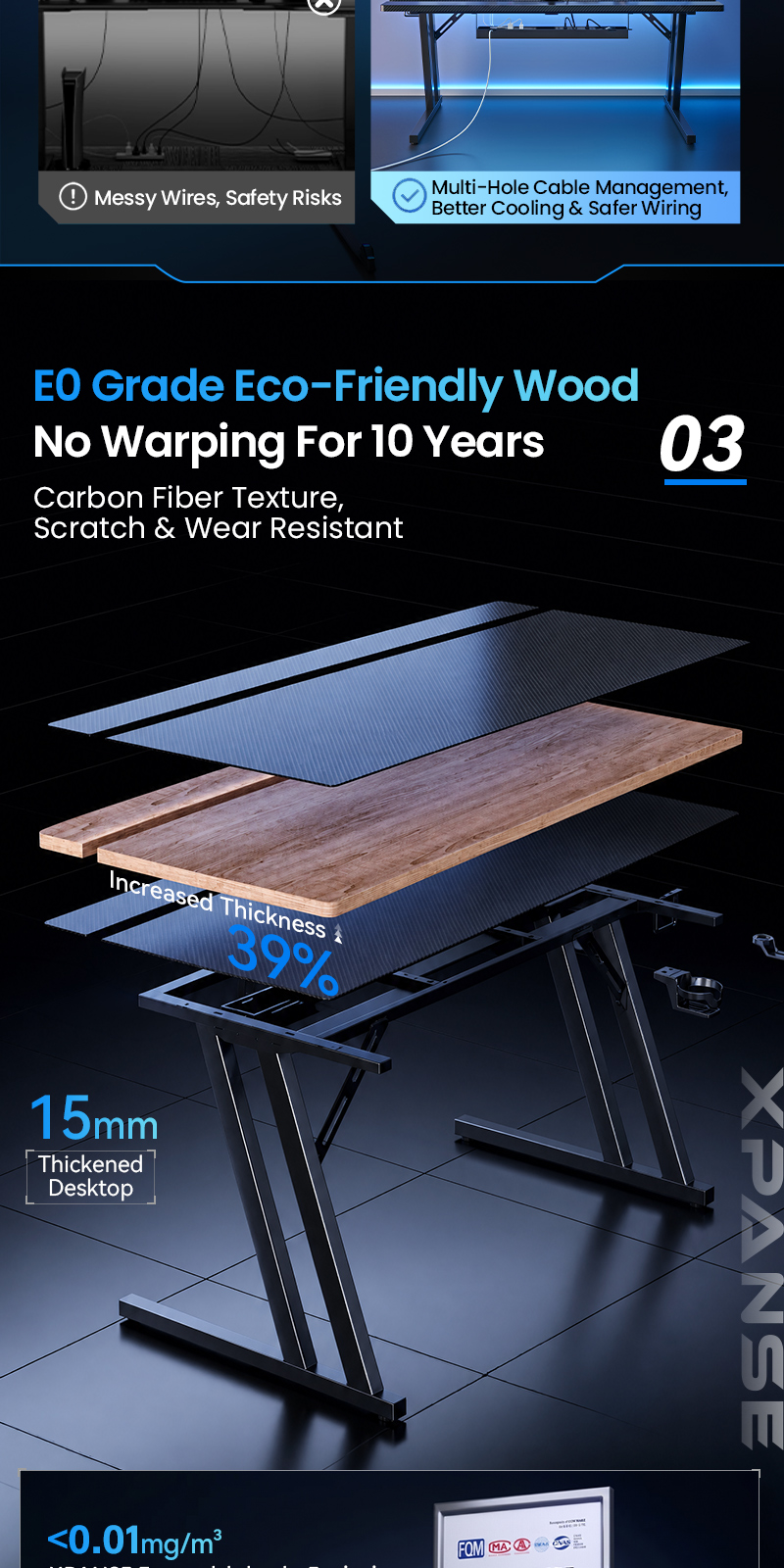 Xpanse Carbon Fiber Gaming Table Esports Adjustable Table Computer ...