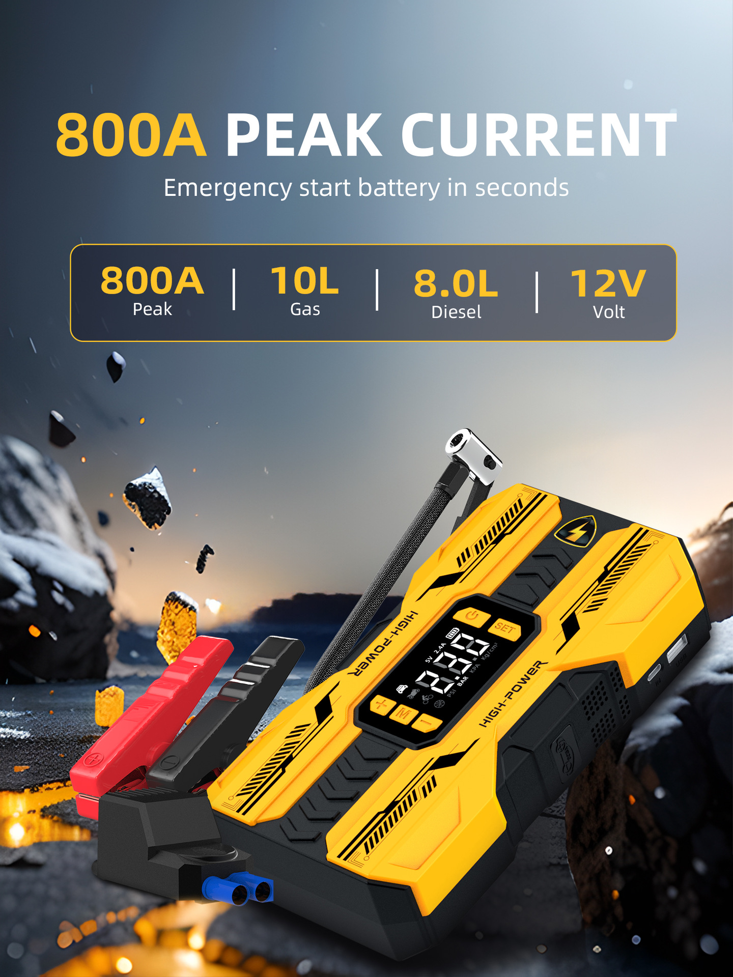 4 in 1 Car Jump Starter with air pump starter power bank car battery ...