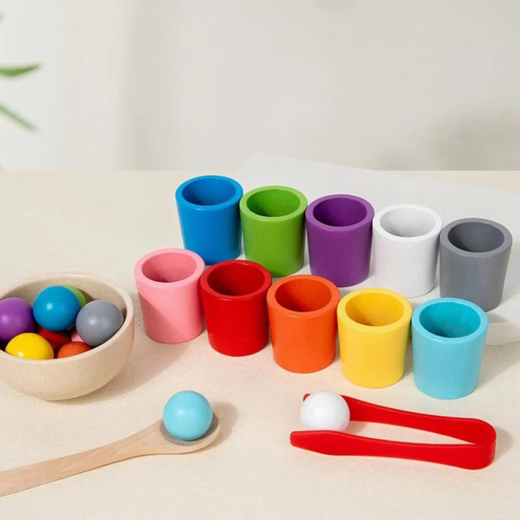 Color Cups Matching Game, Sorting Excercise Color Matching Montessori ...