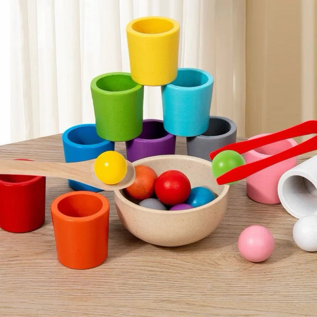 Color Cups Matching Game, Sorting Excercise Color Matching Montessori ...