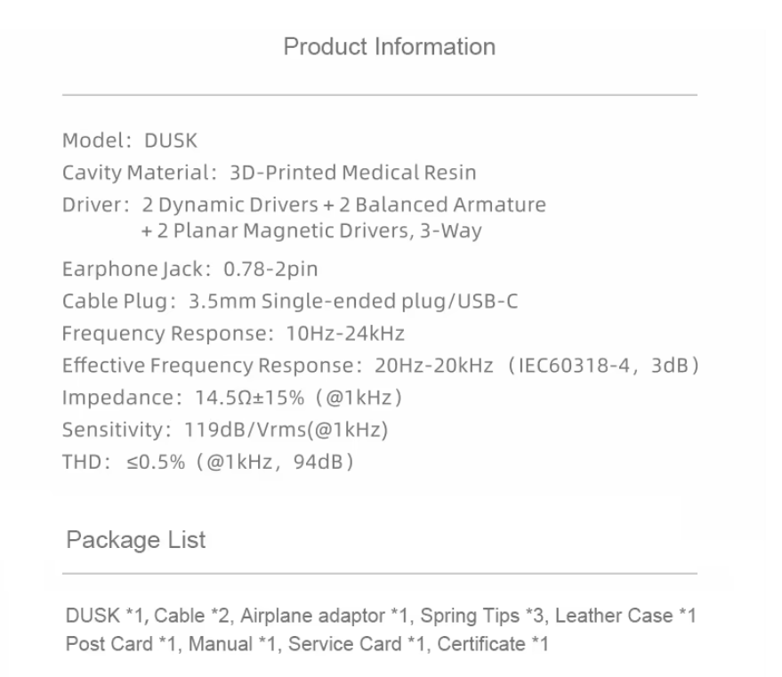 MOONDROP X Crinacle DUSK 2DD+2BA+2Planar In-ear Headphone with 0.78 ...