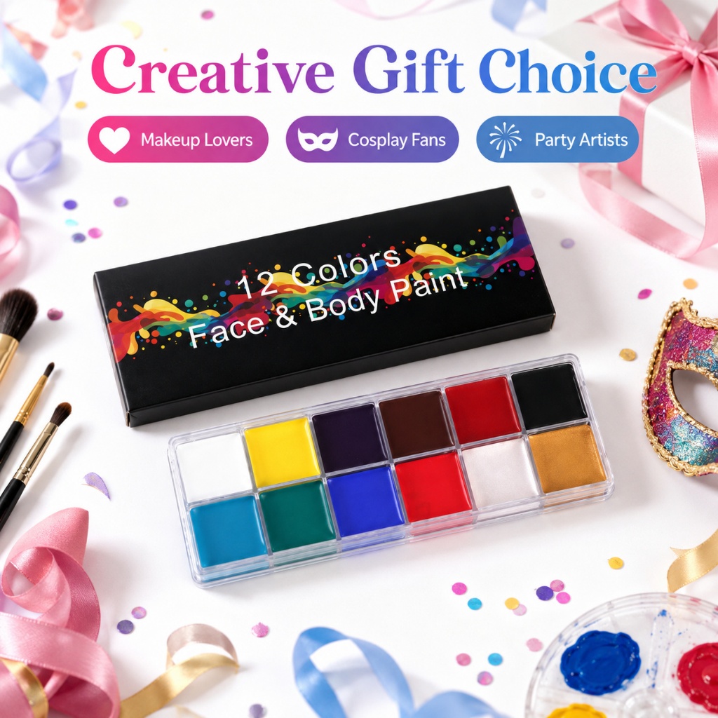 Face Paint Palette 12 Colors Body Paint Makeup Waterproof Bright Colors ...