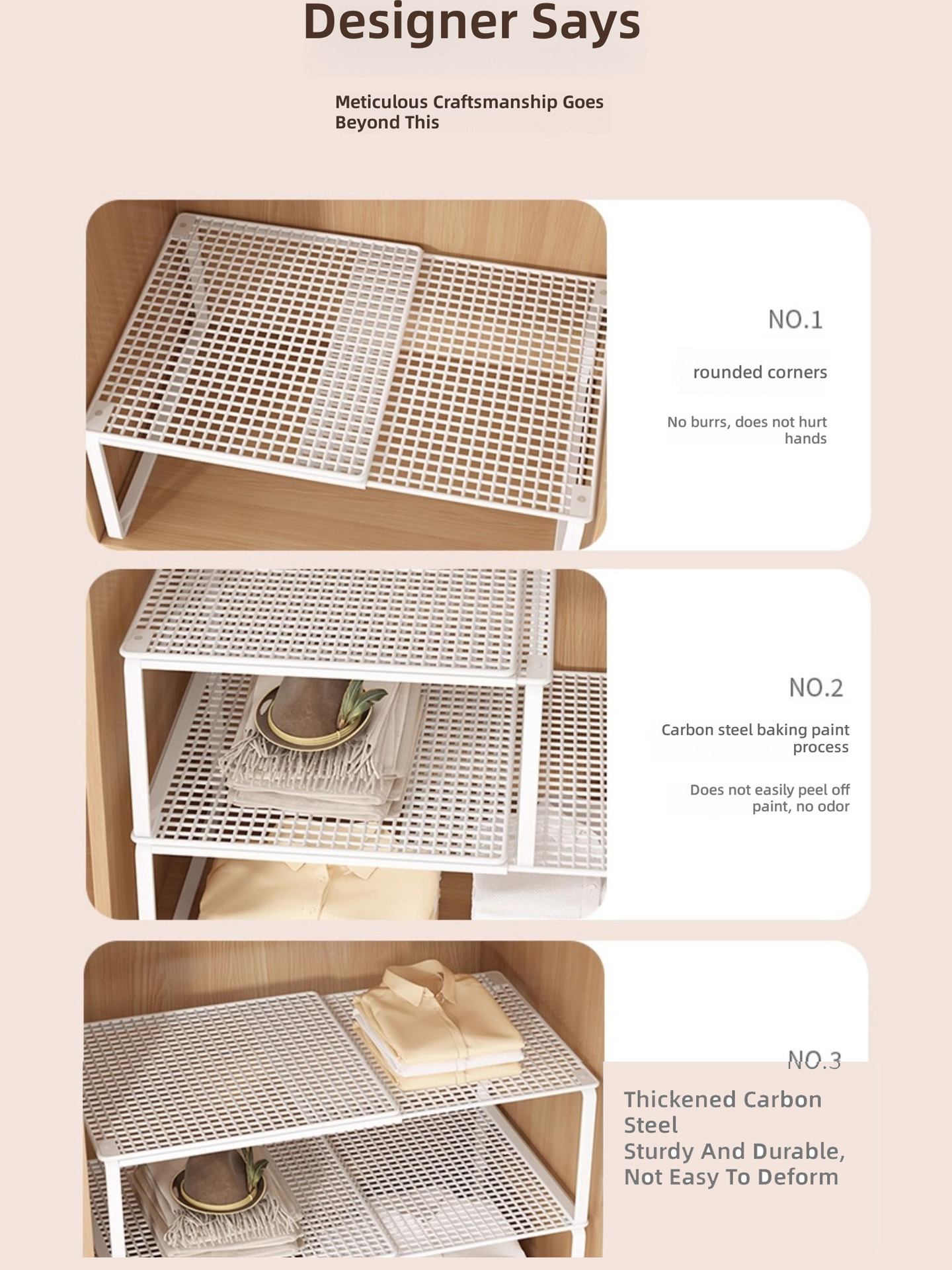 Stackable Expandable Cabinet Shelf Rack Wardrobe Organizer Dividers ...