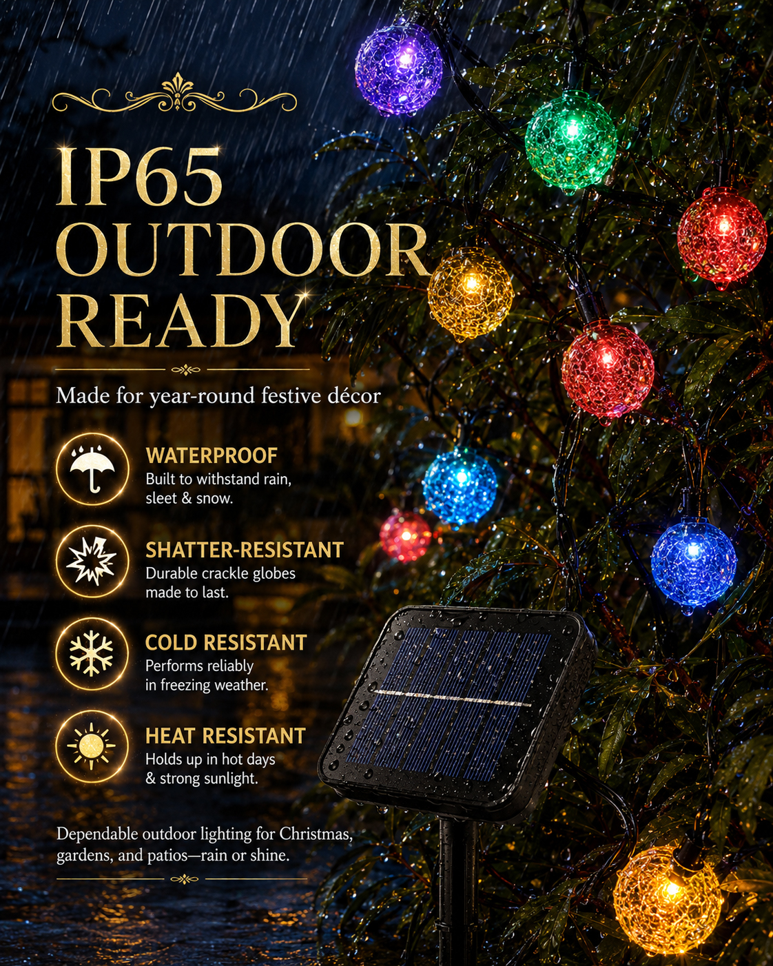 OOKAS 5/7/12M Solar Crystal Ball String Light Christmas Decorations ...