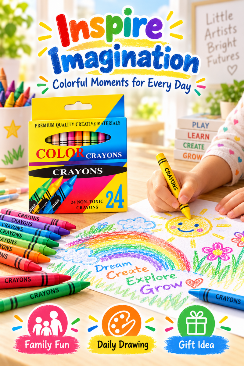 6/8/12/16/24 Colors Kids Crayon Set, Non-Toxic Wax Crayons, School ...