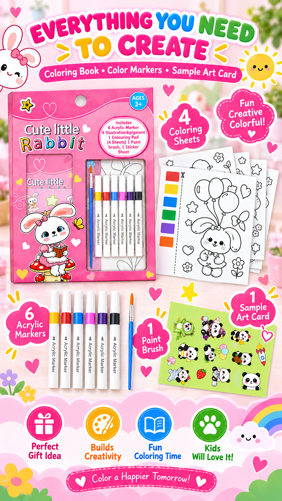 2026 13 in 1 Kids Watercolor Coloring Book With Paintbrush Drawing ...
