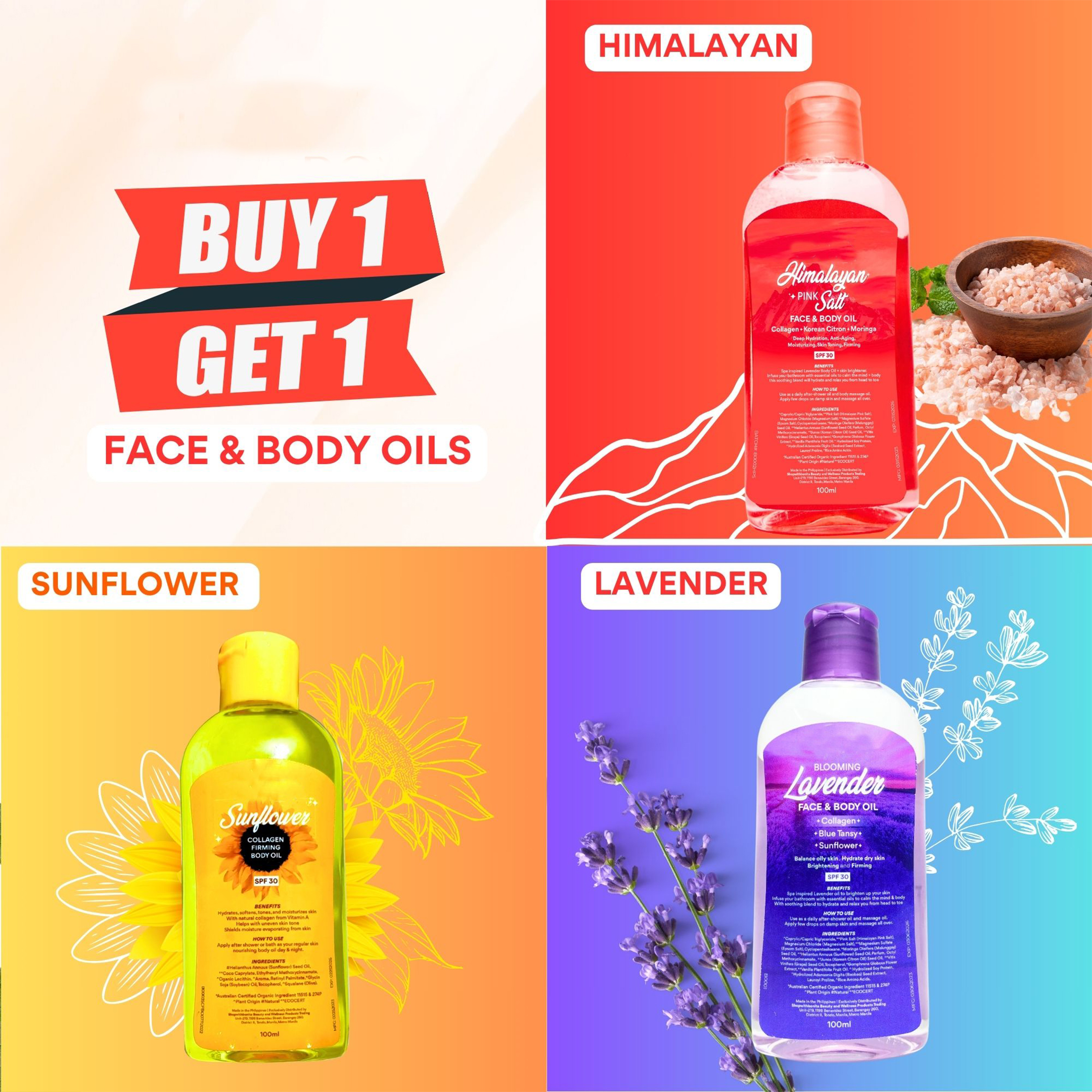 BONITA SUNFLOWER OIL SPF 30 COLLAGEN FIRMING 100ML Organic, Hydrating ...