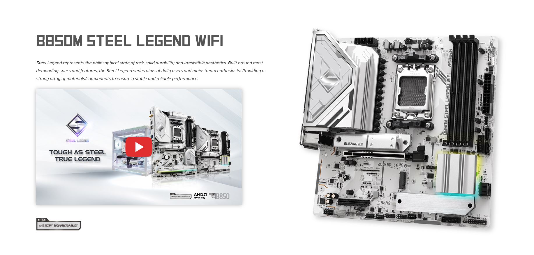 ASRock B850M Steel Legend Wifi micro-ATX AM5 DDR5 AMD B850 Chipset ...