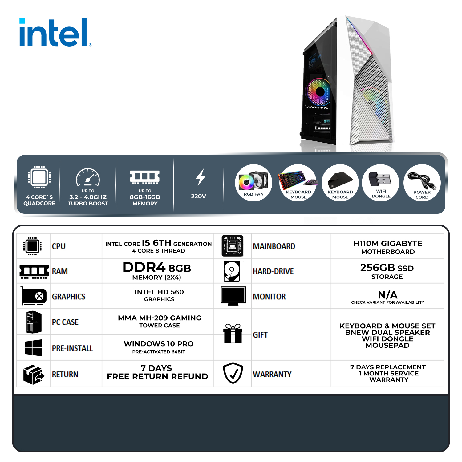 Intel Core i3 i5 i7 || DESKTOP CPU QUAD-CORE 8GB RAM 256GB SSD | Shopee ...