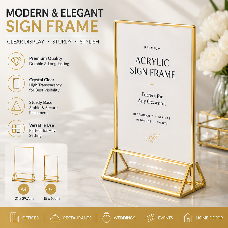 A4 Double Sided Clear Frame Vertical Stand Display Stand Restaurant ...