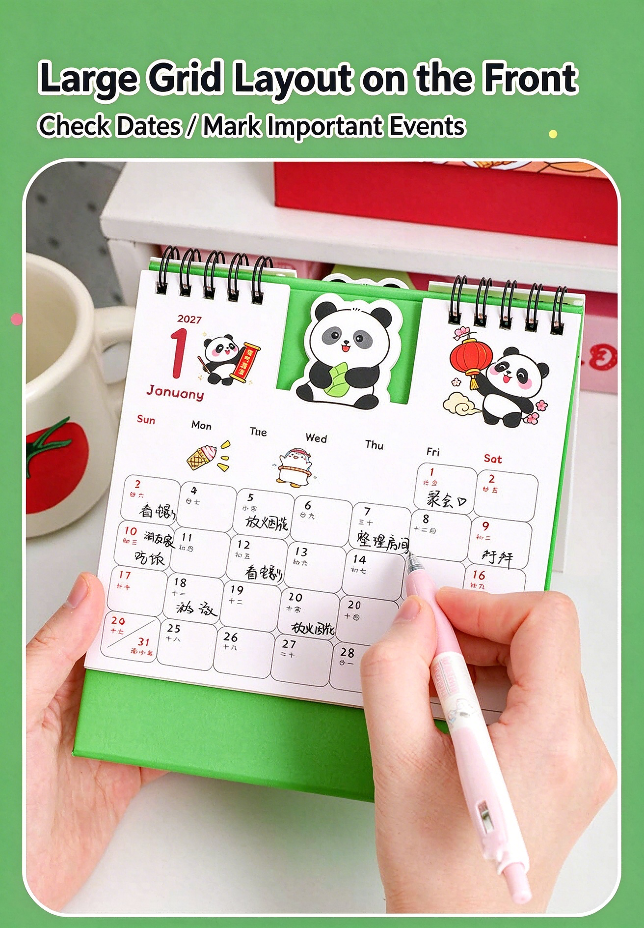 2027 Cute Cartoon Desk Calendar | Sep 2026-Dec 2027 Table Calendar ...