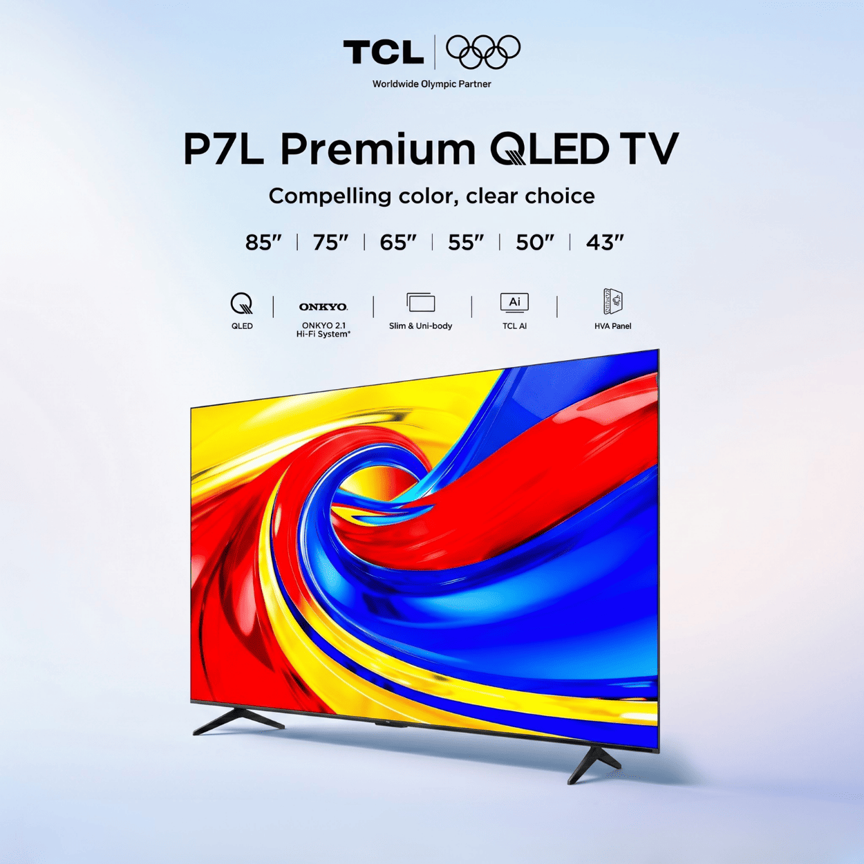 【NEW】TCL P7L QLED 4K Smart TV 43 50 55 65 75 85 Inch Slim Google TV ...