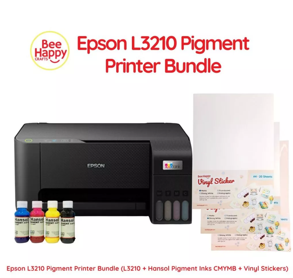 Epson L3210 Pigment Printer Bundle (L3210+ Hansol Pigment Inks + Vinyl ...